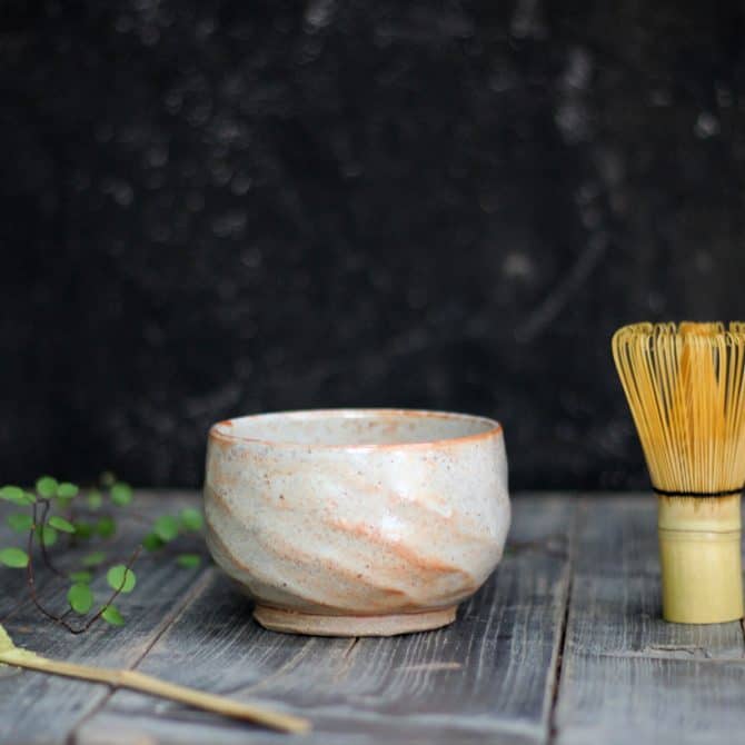 Japanese tea bowl clay & wood studio