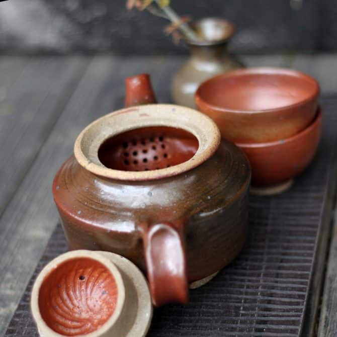 sunset tiny teapot. clay & wood studio