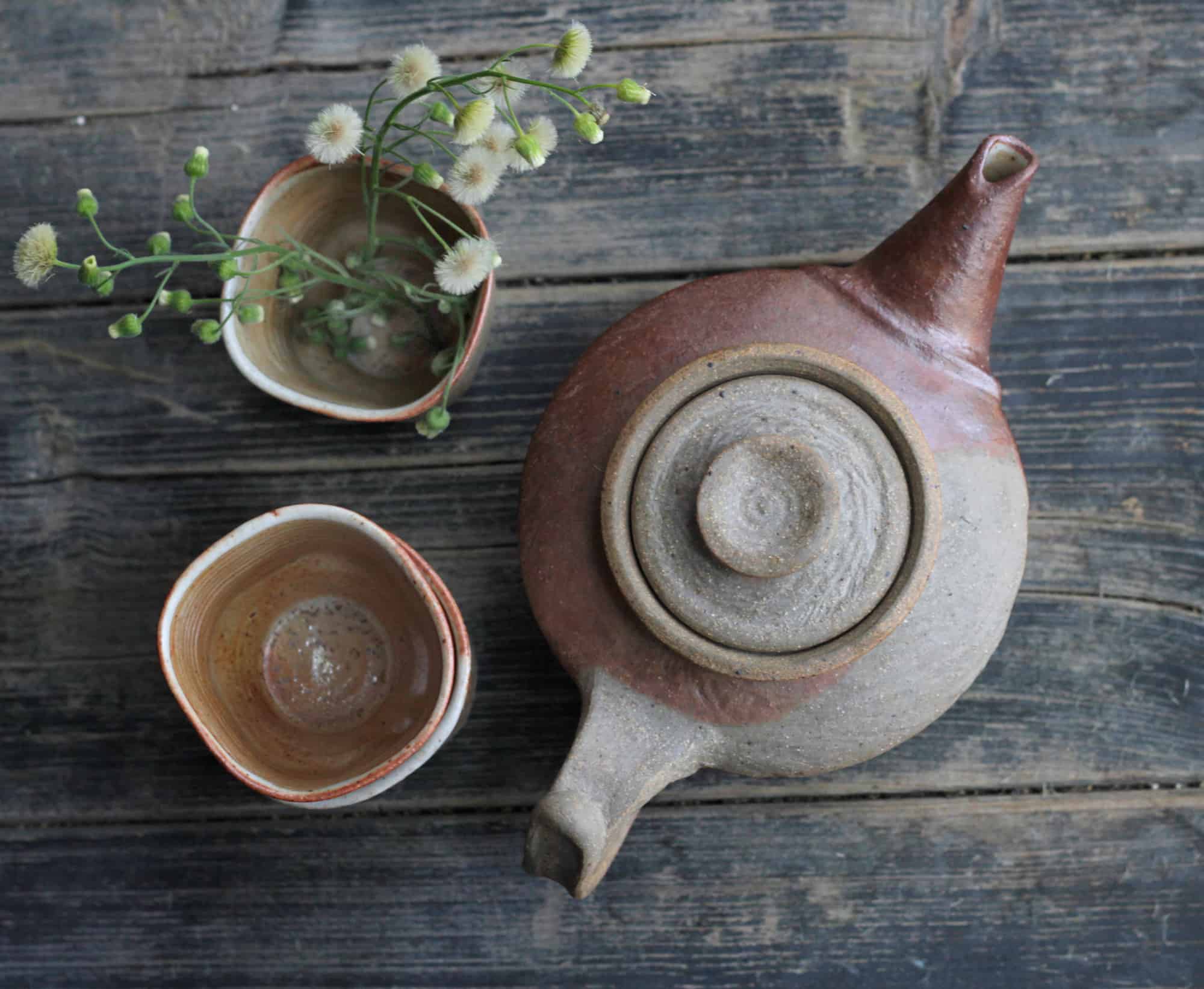 Workshop ceramicsstudio ceramics tea-warmer roastter 70s from brown stoneware brutalist design